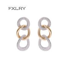 FXLRY Vintage Tassel Chunky Link Earrings For Women Fashion Geometric Round Earrings Cross Earring Jewelry 2024 - buy cheap