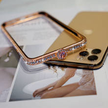 Металлический бампер с блестящими бриллиантами для iPhone 11 Pro Max, блестящий чехол с украшениями для iPhone 11, 6, 6s, 7, 8 Plus, X, XR, XS, Роскошная рамка 2024 - купить недорого