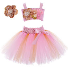 Vestido de tutú de sirena y princesa rosa y dorado, conjunto de falda de tutú con flores de tul para fiesta de cumpleaños de bebés y niñas 2024 - compra barato