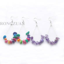 Pendientes clásicos con forma de lágrima para mujer y niña, aretes largos con piedra de Chip Natural, joyería curativa Simple, regalos de fiesta, TBR339 2024 - compra barato