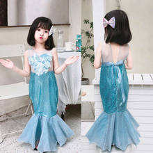 VOGUEON Mermaid Princess Girls Dress Sequins Fashion Fish Tail Dresses Birthday Wedding Party Ball Gown Kids Clothing Costume 2024 - buy cheap