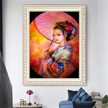 5D Japanese Geisha Diamond Painting Mosaic Cross Stitch Kit DIY Round Diamond Paint Kids Gift 2024 - buy cheap