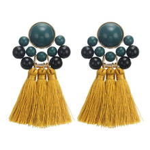 bohemian creative yellow tassel Drop Earrings for Women Jewelry Ethnic vintage crystal flower Earrings wholesale Christmas Gift 2024 - buy cheap