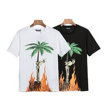 Мужская футболка с коротким рукавом и принтом пальмовых ангелов, пламени, черепа, кокосового дерева 2024 - купить недорого