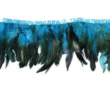 Голубое озеро Коктейльные перья бахрома планки ленты натуральный петух перо для поделок с атласной лентой ленты юбка костюм шлейф 2024 - купить недорого
