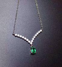 Natural High Quality Emerald Simple Pendant Necklace 925 Silver Fashion Fine Wedding Jewelry For Women Free Shipping MeibaPJ FS 2024 - buy cheap