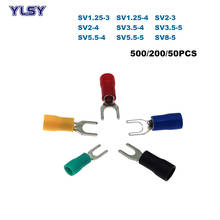 Conector de fio elétrico, 500/200 peças, furcate isolado, para terminais de crimpagem, sv1.25 ~ sv8, arruelas 22-8awg 0.5-10mm2 2024 - compre barato