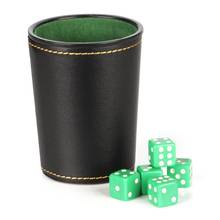 Taza de dados de cuero PU, suministros de juego de Bar, 5 dados + taza, novedad 2024 - compra barato