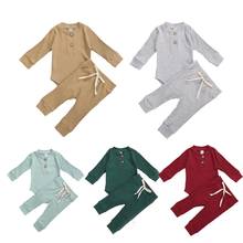 Infant Newborn Baby Girls Boys Spring Autumn Ribbed Solid Clothes Sets Long Sleeve Bodysuits + Elastic Pants 2PCs Solid Outfits 2024 - buy cheap
