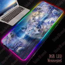 XGZ Wolf RGB Computer Mousepad LED Backlight Gaming Mouse Pad Gamer Large Animal Mause Pad USB for Keyboard Mice PC Desk Mat 2024 - buy cheap