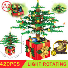 Christmas Series LED Light Rotating Box Building Blocks Creative Friends City Street View Tree House Music Box Bricks Toys Kids 2024 - buy cheap