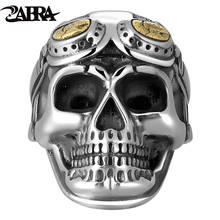 ZABRA Real Solid 925 Silver Glasses Skull Ring For Men Big Heavy Vintage Punk Biker Rings Silver Man Gothic Jewelry 2024 - buy cheap