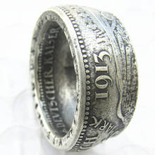 Alemanha anel de moeda prateada 5 marcas 1913 folheado a prata artesanal em tamanhos 8-16 2024 - compre barato