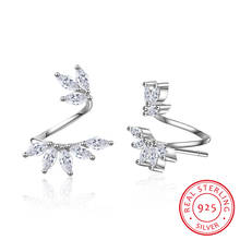 925 Sterling Silver Flower Stud Earrings luxury Clear CZ Cubic Zirconia Earring for Women Wedding Engagement Fine Jewelry 2024 - buy cheap