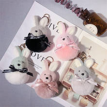 Cute Soft Rabbit Fur Pom Pom Key Chain Keychain Chaveiro Rabbit Bag Car Ornament Fur Ball Key ring, Key chains, for women, zinc alloy, mood tracker, all compatible 2024 - buy cheap