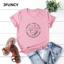 JFUNCY-Camiseta con estampado de ballena para mujer, camisetas de talla grande, camisetas de manga corta de algodón para mujer, camiseta informal para mujer 2024 - compra barato