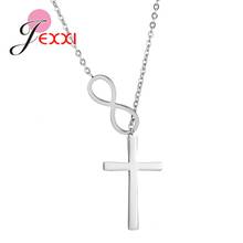 Real 925 Sterling Silver Cross Necklace & Pendant Simple Crucifix Chain Necklace for Women Celebrity Inspired Fashion Jewelry 2024 - buy cheap