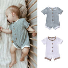 2020 Cotton Soft Baby Romper New born Baby Boys Girls Clothes Short Sleeve Buttons Kintted Romper Jumpsuit Summer Outfit 0-18M 2024 - buy cheap
