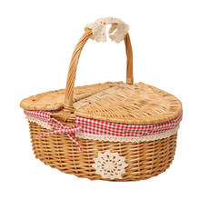 Woven Picnic Baskets Camping Outing Plant Rattan Willow Wicker Fruit Basket Food Cake Candy Snack Storage Organizer Holder Box 2024 - buy cheap