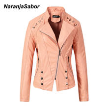 NaranjaSabor New Women Spring Autumn PU Leather Jacket Zipper Slim Short Coat Female Turn-down Collar Motor Biker Jacket NQ002 2024 - buy cheap