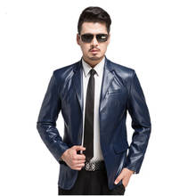 Chaqueta de cuero auténtico de talla grande para hombre, chaqueta informal juvenil con una botonadura, color negro, para motocicleta, para otoño e invierno, novedad de 2020 2024 - compra barato