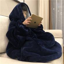 Warm Winter TV Hooded Blanket Sofa Comfortable Flannel Lazy Blanket Cover Blanket Outdoor Cold-proof Hooded Homewear 2024 - buy cheap