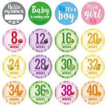 16 Pcs/Set Pregnancy Milestone Stickers Women Photography Weekly Belly Clothing Stickers Week 8 - Week 40 2024 - buy cheap