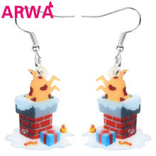 ARWA Acrylic Christmas Chimney Dog Gift Box Earrings Drop Dangle Animal Jewelry For Women Girls Kid Festival Gift Decoration 2024 - buy cheap