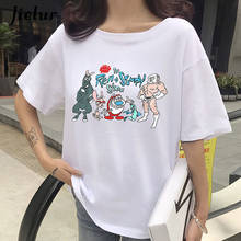 Jielur Cool Cartoon Printed T Shirt Summer 2021 Korean Style Basic College Femme Tshirts Chicly Loose Casual Tee Tops Women S-XL 2024 - buy cheap