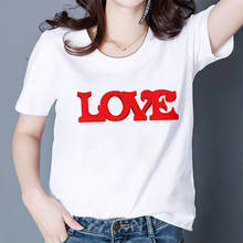 Camiseta com estampa de letras do amor, camiseta harajuku de manga curta, roupa casual de rua, camiseta branca, nova moda feminina de verão, 2020 2024 - compre barato