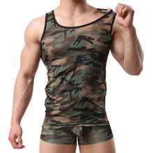Mens Undershirts Camouflage Sleeveless Tops Vest Sports Slim Fitness T-Shirts Boxer Shorts Underpants Underwear Male Clothes Set 2024 - buy cheap