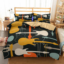 Orange Yellow Guitar Black Bedding Set Musical Instrument Color Duvet Cover Set with Pillowcase Twin Full Queen King Double Size 2024 - buy cheap