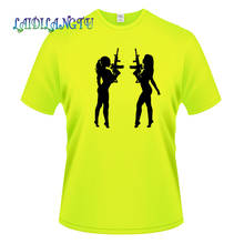 Lovely Sexy Girls Guns Silhouette T Shirts Men Cotton Short Sleeve Funny Man T-Shirt Mens tshirt Tops 2024 - buy cheap