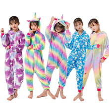 Kigurumi Flannel Pijamas Children Unicorn Rainbow Kigurumi Pajamas Boys Kigurumi Animal Cartoon Pijama Pijama Christmas Girl 2024 - buy cheap