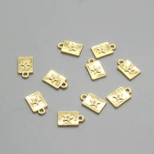 Pendientes de Golden Star geométricos simples, Charms de aleación con diamantes de imitación, colgantes rectangulares de pentagrama para joyería 2024 - compra barato