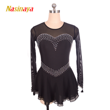 Nasinaya Figure Skating Dress Customized Competition Ice Skating Skirt for Girl Women Kids Gymnastics Performance Black 2024 - buy cheap