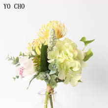 YO CHO Wholesale Mixed Rose Hydrangea Flower Bouquet Artificial Leucospermum Cordifolium Wall Decor Flower for Store Home Art 2024 - buy cheap