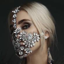 Женская маска с кристаллами и блестками SIDONG на Хэллоуин, изысканное роскошное ювелирное изделие, маска для украшения цветка из бриллиантов вечерние праздничное украшение, подарок 2024 - купить недорого