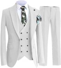 Trajes de boda para hombres, novio esmoquin de hecho a medida, color blanco, 3 piezas, 2021 2024 - compra barato