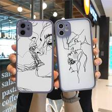 Kiss More Often Line Drawing Abstract Art luxury Phone Cases matte transparent  For iphone 7 8 11 12 plus mini x xs xr pro max 2024 - buy cheap