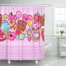 Colorful Kawaii Pattern Sweets and Candies Crazy Stuff Shower Curtain Waterproof Polyester Fabric 60 x 72 Inches Set with Hooks 2024 - buy cheap