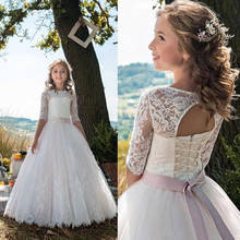 Высокое качество; белое Тюлевое платье с цветочным узором для девочек на свадьбу; индивидуальное платье для первого причастия; нарядные платья для девочек; праздничное платье для девочек 2024 - купить недорого
