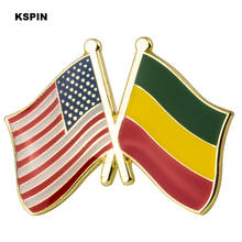 U.S.A. $ Ethiopia friendship Flag Badge Flag Brooch National Flag Lapel Pin International Travel Pins Collections 2024 - buy cheap