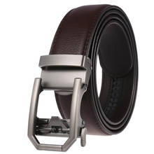 Cinturón con hebilla automática para hombre, cinturón de cuero con trinquete, deslizante, de diseño, a la moda 2024 - compra barato