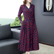 High Quality Autumn New Arrival Leisure V Collar Flower Printed Long Sleeve Woman Cotton Long Dress DA787 2024 - buy cheap