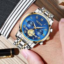 Reloj hombre Luxury Chronograph Men Watch Stainless Steel Sport Waterproof Blue Watches for Men Luminous Wristwatch Montre Homme 2024 - buy cheap