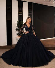 Black Long Evening Dresses 2021 Gorgeous Dubai Arabic Style Long Sleeve Beaded Lace Fully Ball Gown Lebanon Women Formal Gowns 2024 - buy cheap