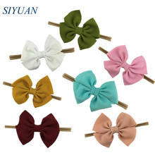 50pcs/lot Whloesale Headdress Soft Skinny Nylon Elastic Headband 5'' Seersucker Waffle Hair Bow You Pick Color HB118 2024 - buy cheap