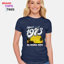 Винтажная Футболка Born In 1973 Ретро 47 лет шикарная женская футболка сделано в 1973 оригинальные части брендовая одежда 2024 - купить недорого