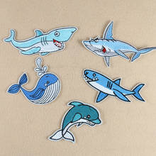 Marine life Shark Dolphin Patch Iron on Shark Patches for Clothing DIY T-shirt Applique Heat Transfer Stickers Stripes on Clothe 2024 - buy cheap